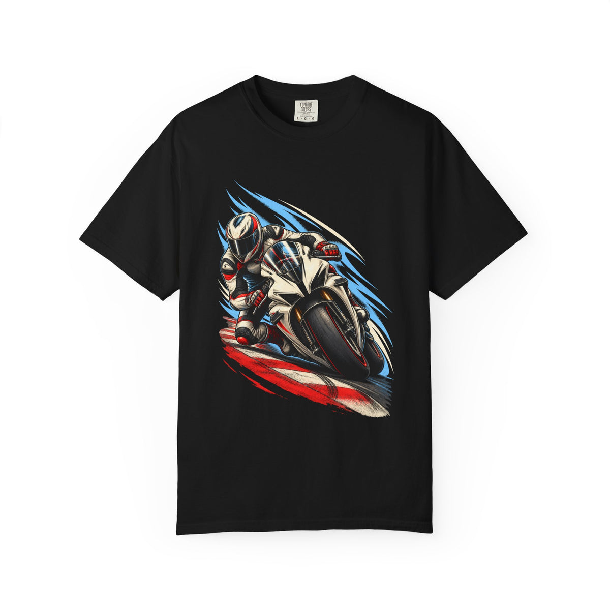 Lean Into Night Racing Motorcycle Front Print Tee