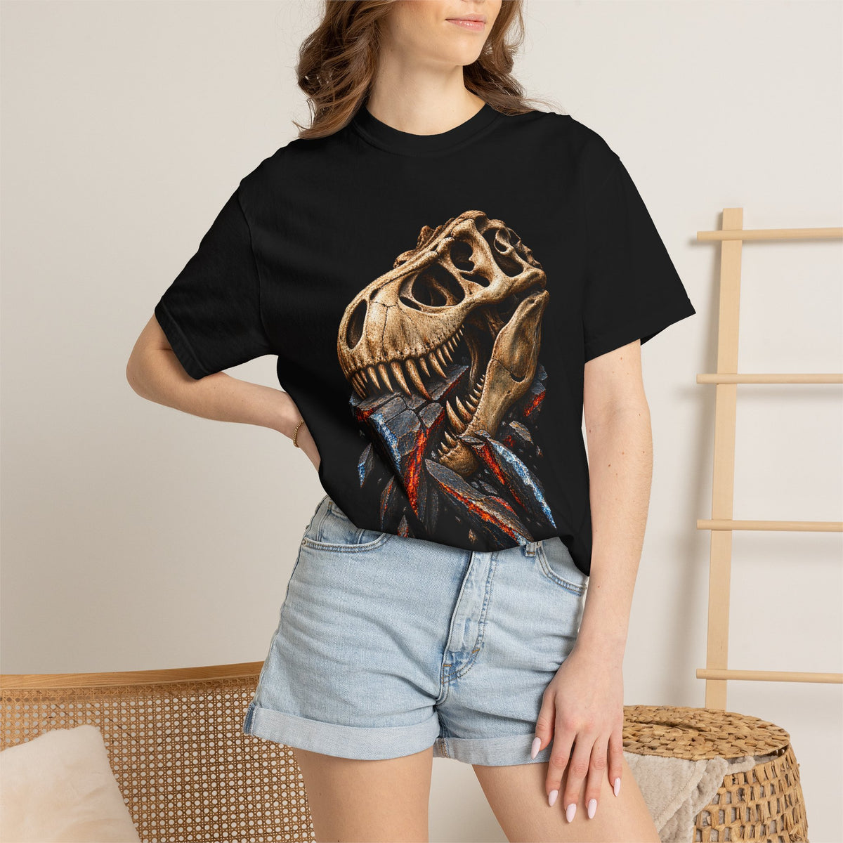 Tyrant Unburied Tyrannosaur Fossil Front Print Tee
