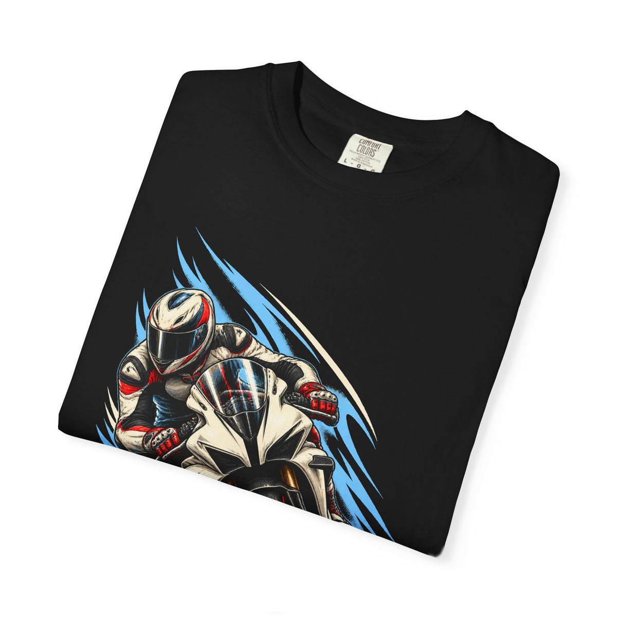 Lean Into Night Racing Motorcycle Front Print Tee