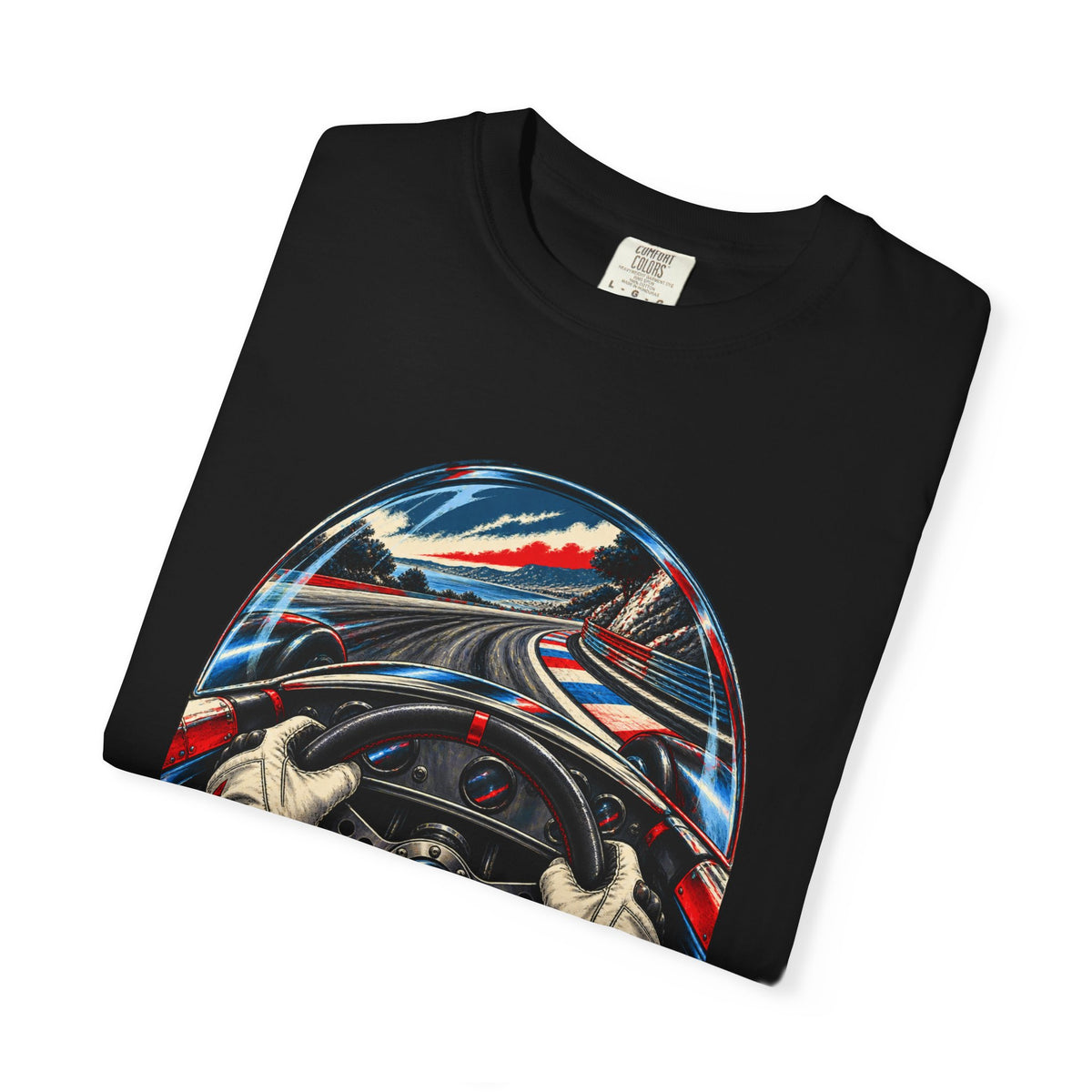 Hands on the Line Racing Cockpit Front Print Tee