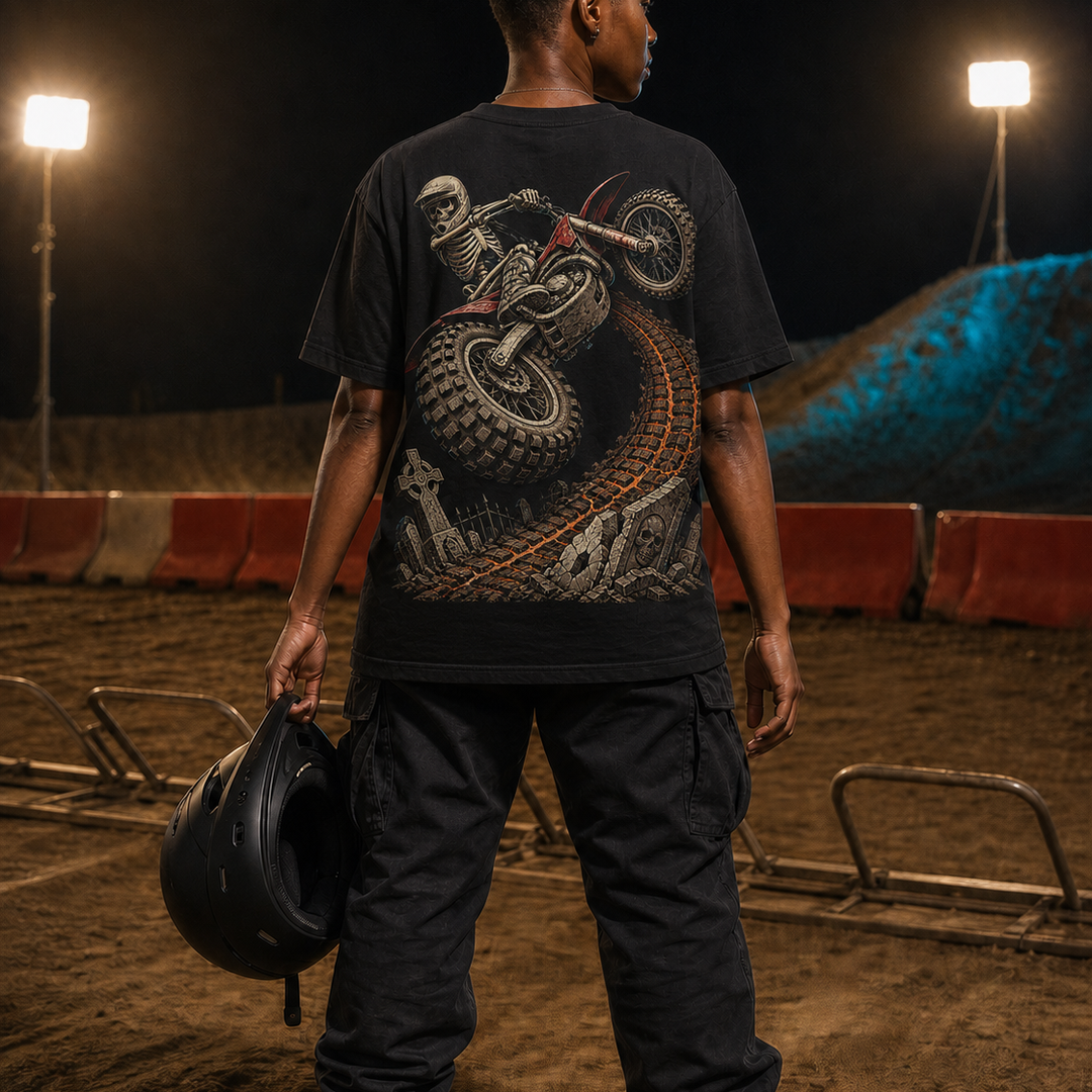 Graveyard Whip Dirt Bike Back Print Tee