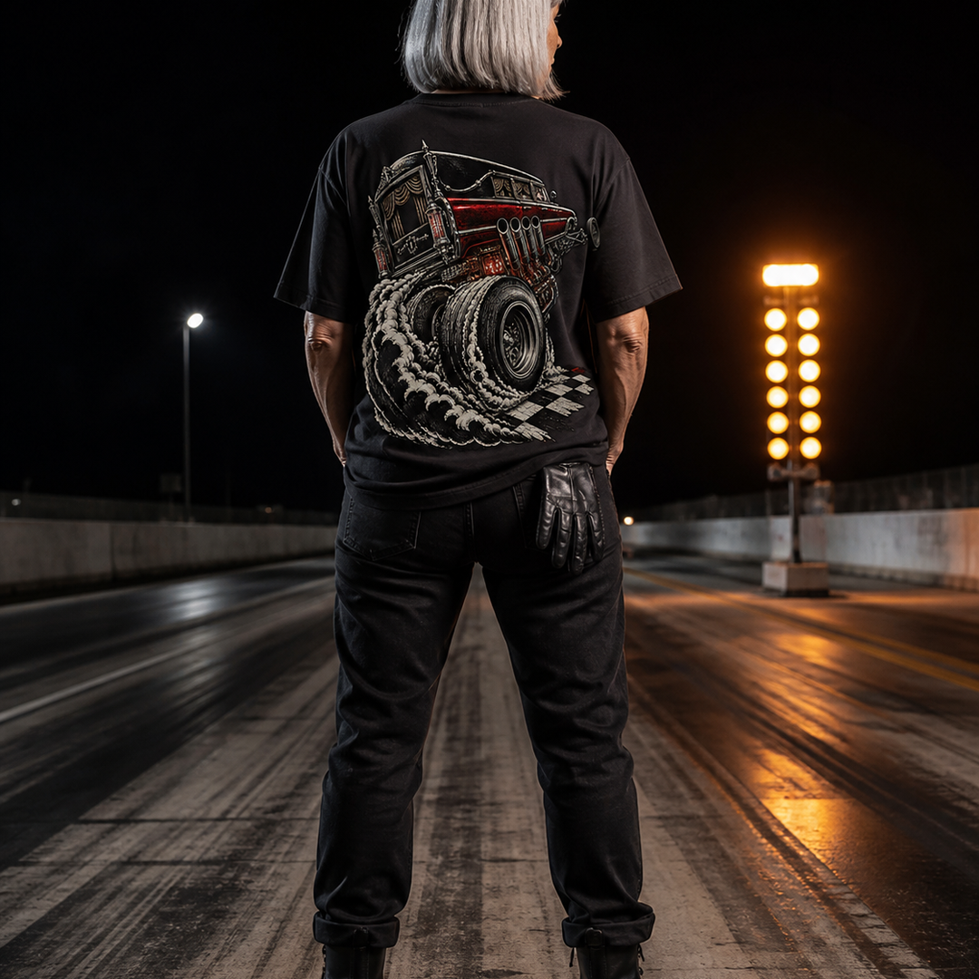 Final Run Hearse Dragster Back Print Tee