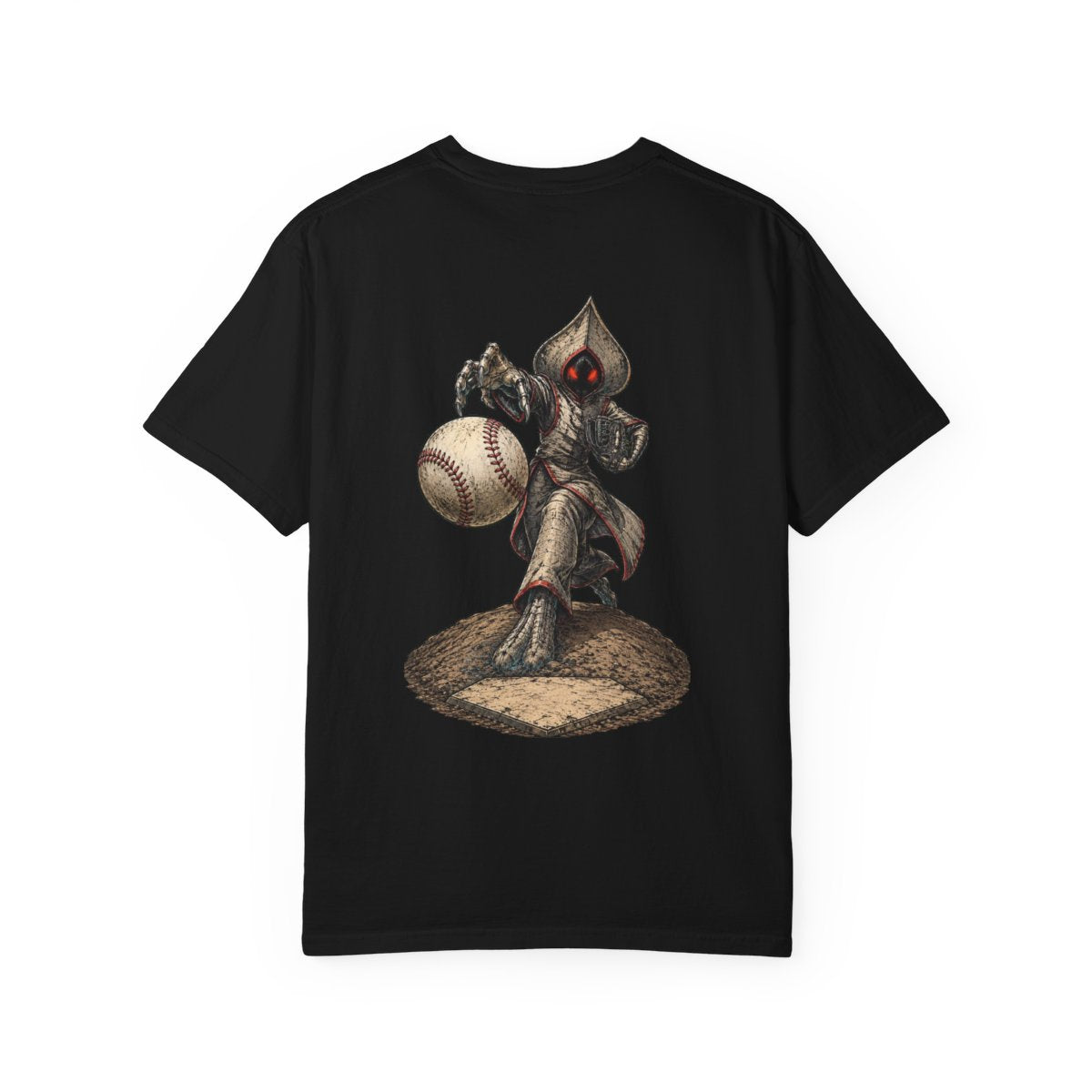 Back view of the black Flatwoods Fastball Phantom back-print tee