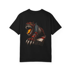 Back of Black Comfort Colors 1717 tee with Hellhound Slipstream doom-metal racing print