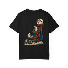 Moon-Bale Elevator Back Print Tee — back view showing the main artwork.