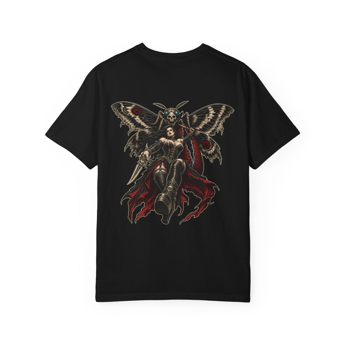 Moth Empress Back Print Tee — back view showing the main artwork.