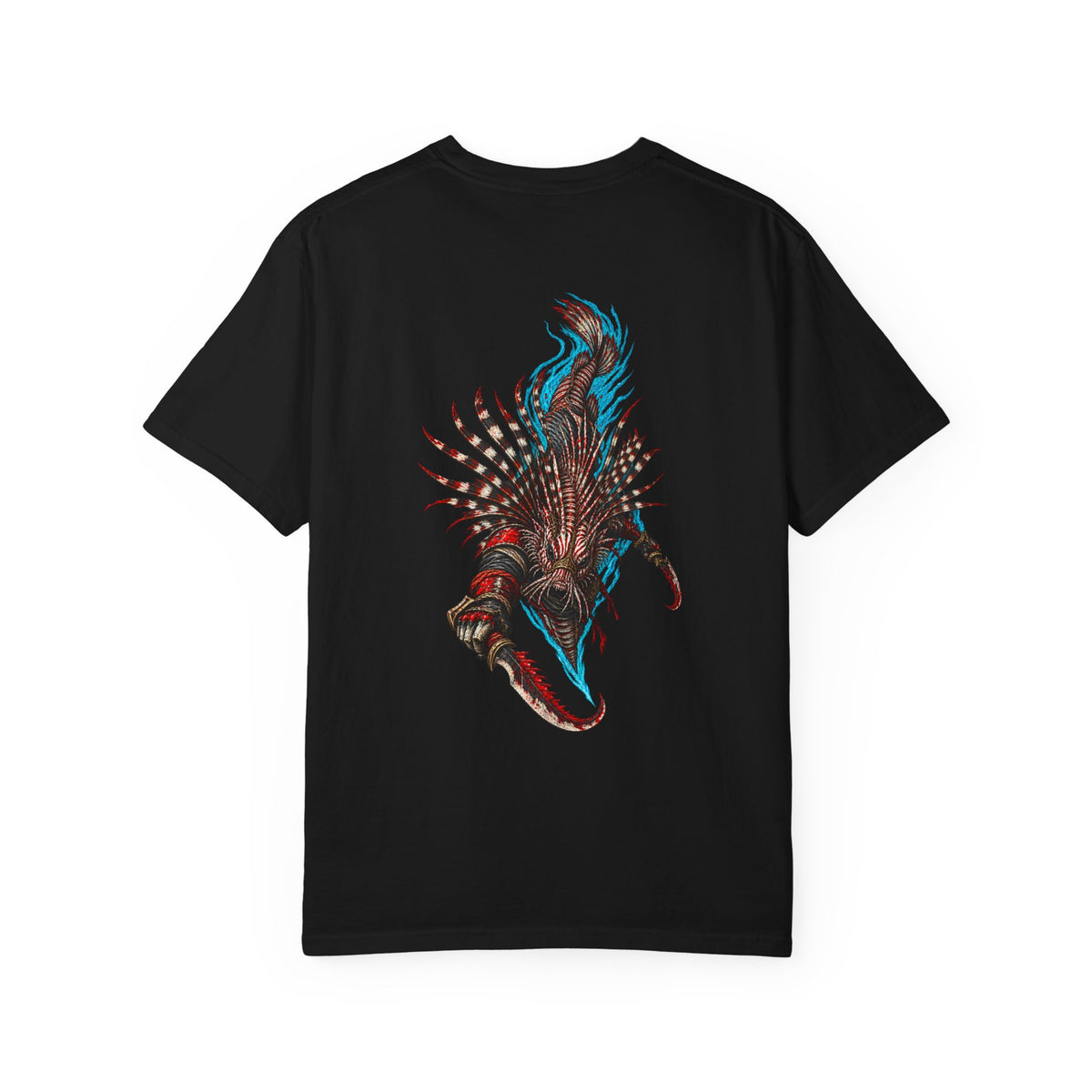 Lionfish Assassin Back Print Tee — back view showing the main artwork.