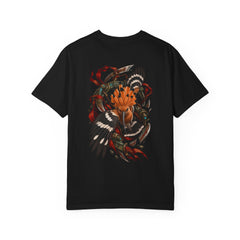Hoopoe Crownblade Duelist Back Print Tee — back view showing the main artwork.