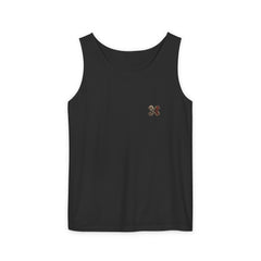 The Gorgon's Witness — Perseus — Glory in Ruin crest on the front of the Garment-Dyed Tank