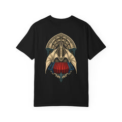 Bat Bellows Vault Back Print Tee — back view showing the main artwork.
