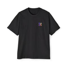 Orchid Afterlife Heavy Oversized Back Print Tee — front view with a small chest crest.