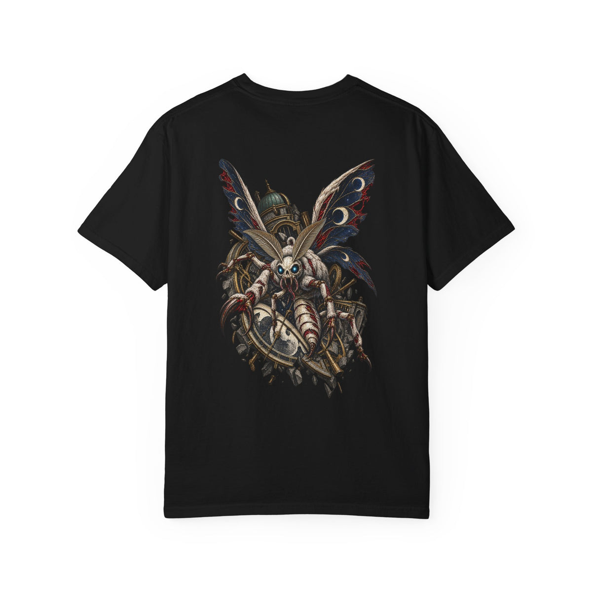 Final Moon Moth Back Print Tee — back view showing the main artwork.