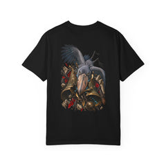Shoebill Bell-Tower Breacher Back Print Tee — back view showing the main artwork.