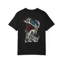 North Signal Stag Back Print Tee — back view showing the main artwork.