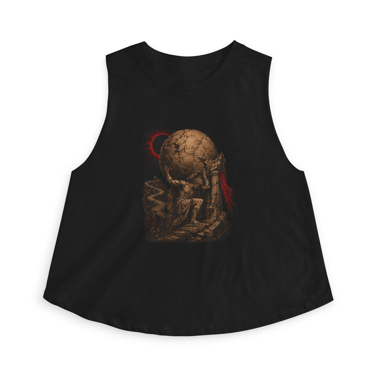 The Eternal Ascent — Sisyphus — complete front print on the Crop Top