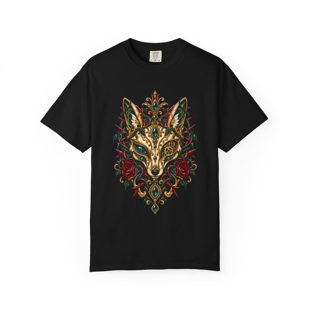Fox Mask Grows Mechanical Vines Front Print Tee