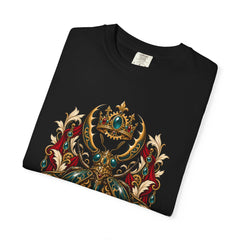 Stag Beetle Carries the Crown Gear Front Print Tee folded front print detail