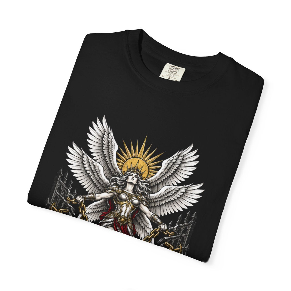 Seraph Tears Open the Iron Gate Front Print Tee folded front print detail