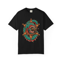 Sandworm Sheriff Tee large front print on a Black Comfort Colors 1717 tee