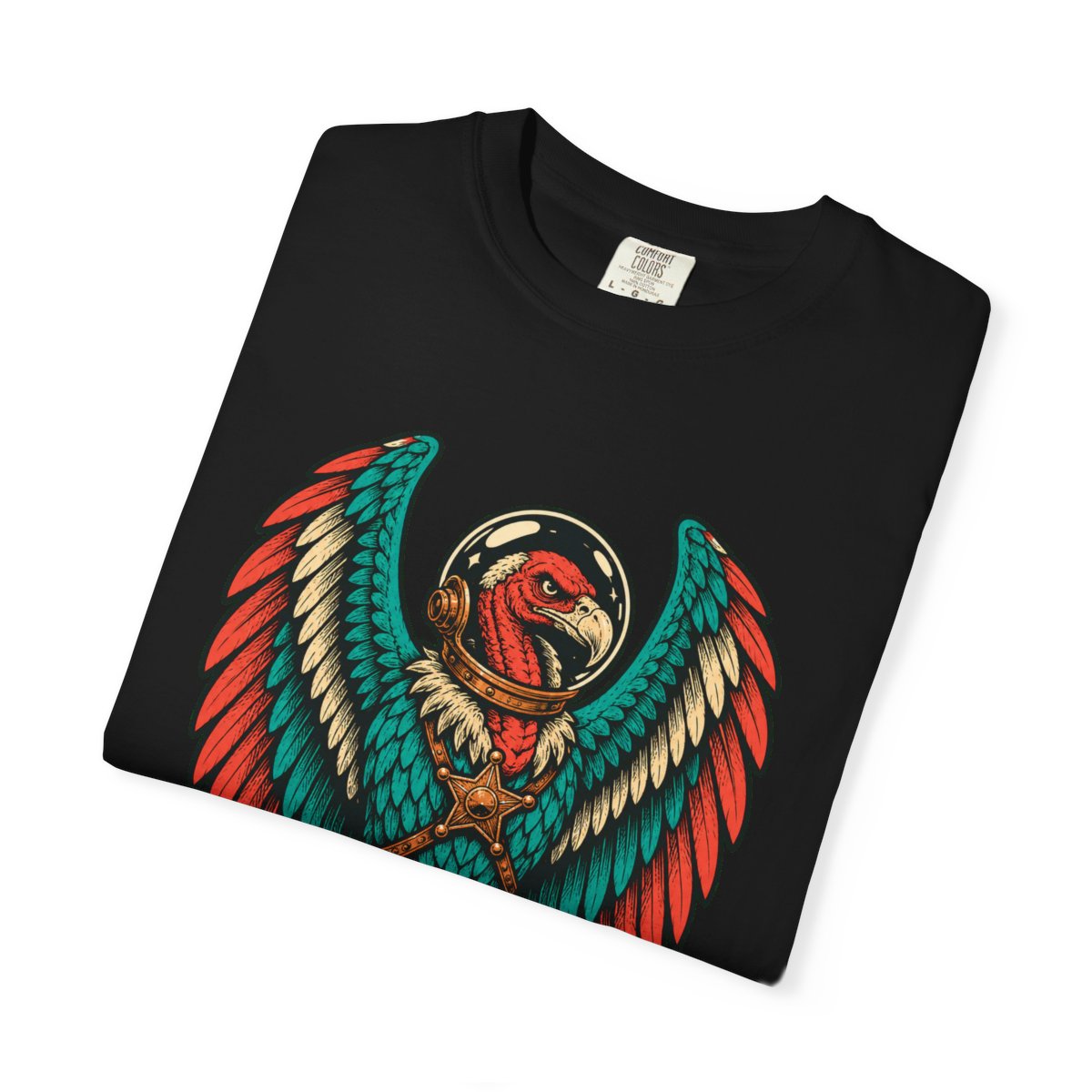 Star Vulture Tee folded front print detail
