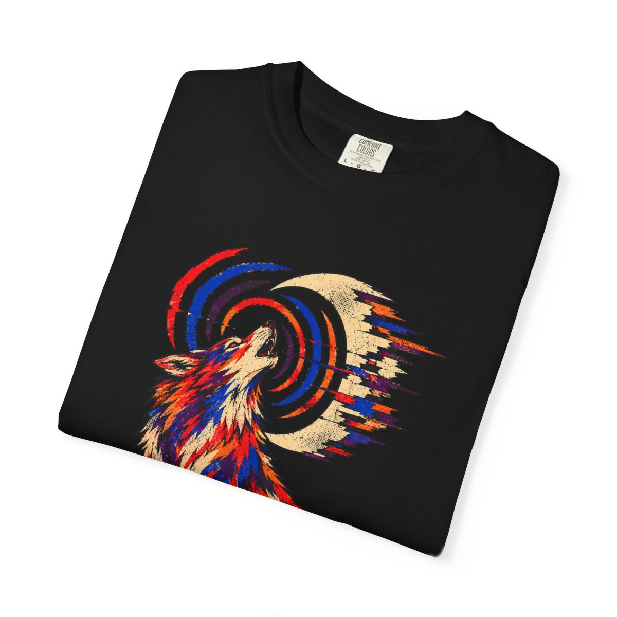 Dead Channel Wolf Tee folded front print detail