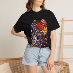 Vase Kraken Tee worn Printify context view on a Black Comfort Colors 1717 tee