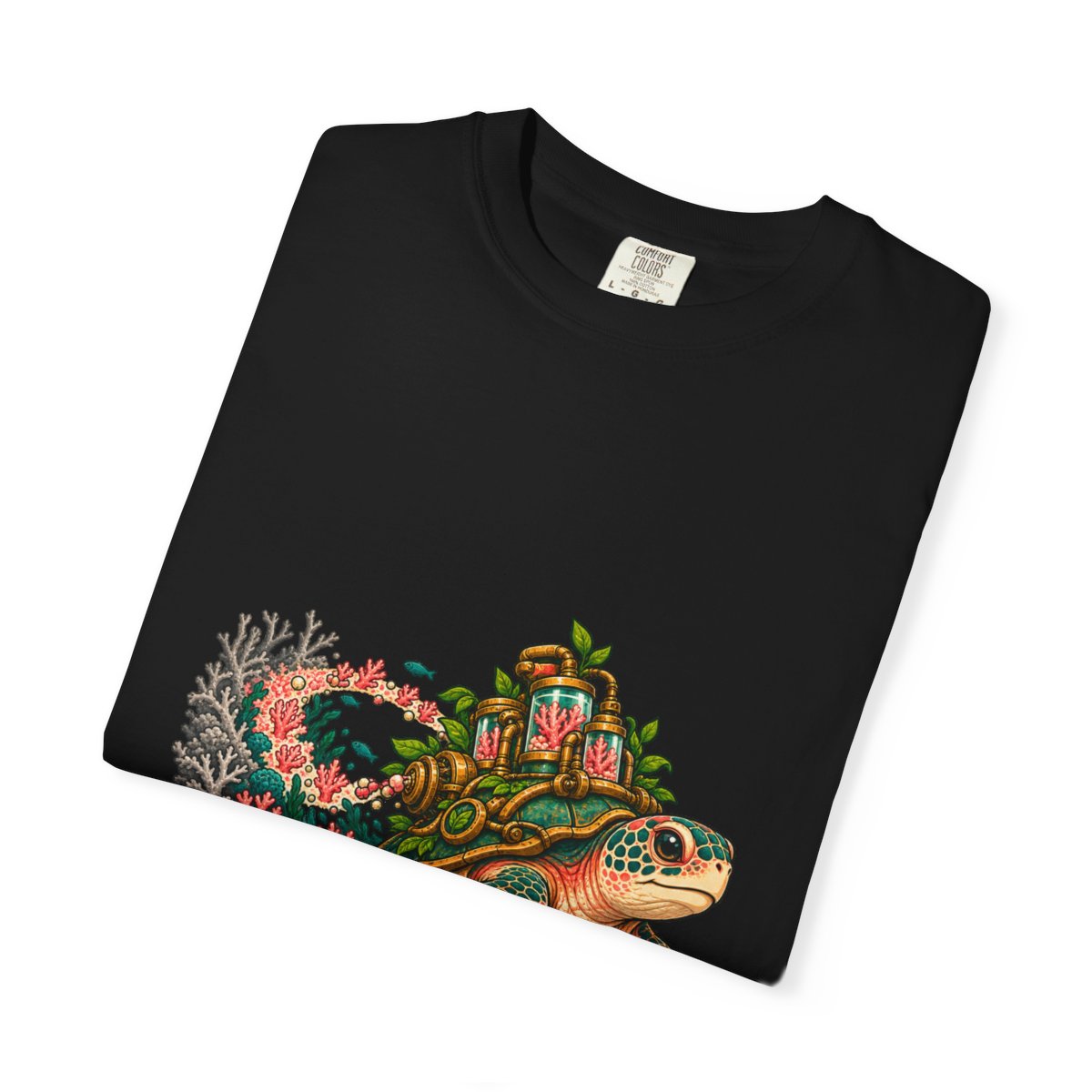 Reefmaker Turtle Tee folded front print detail