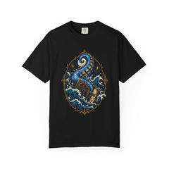 Kraken Bookmark Tee large front print on a Black Comfort Colors 1717 tee