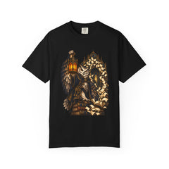 Lantern Librarian Tee large front print on a Black Comfort Colors 1717 tee