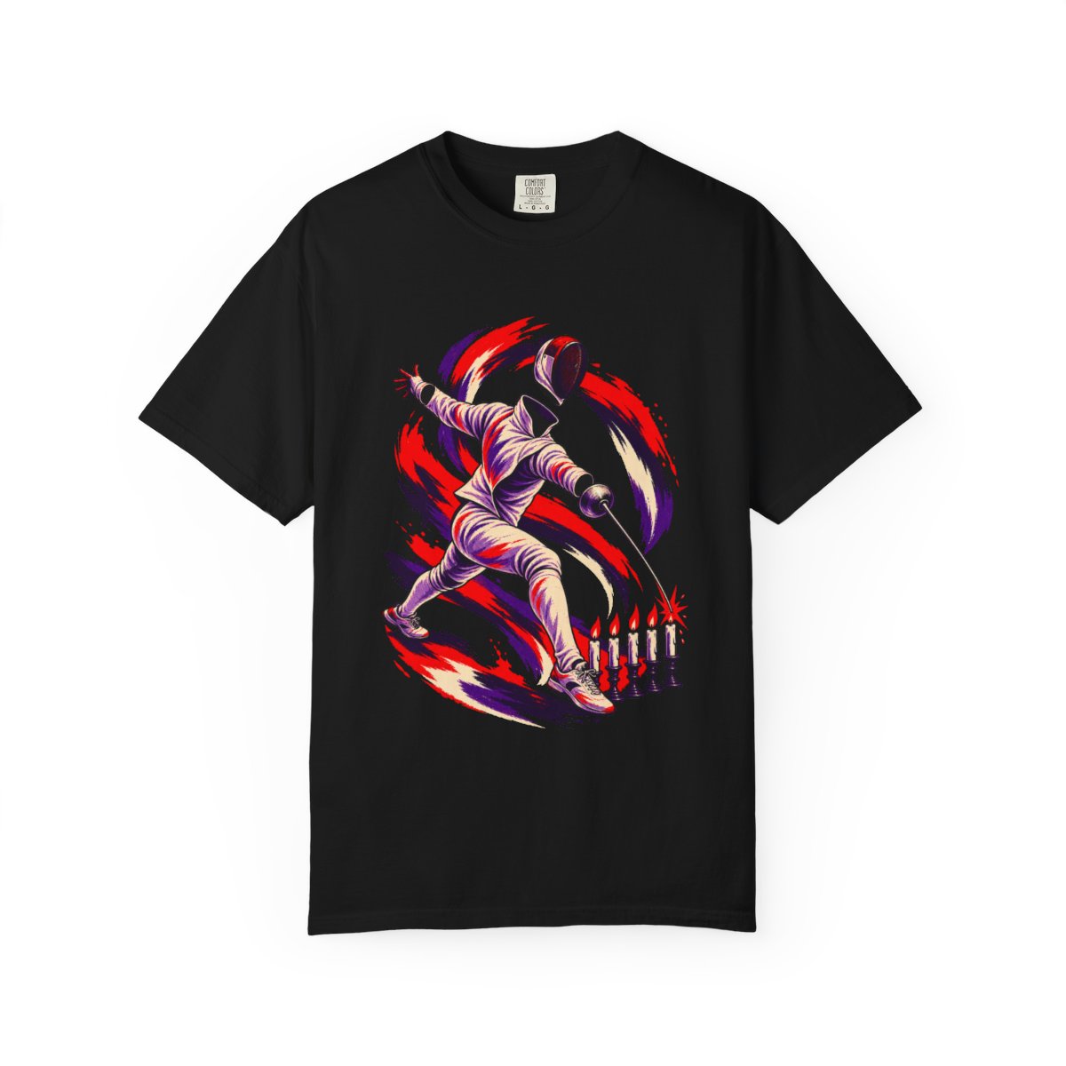 Ghost Point Tee large front print on a Black Comfort Colors 1717 tee