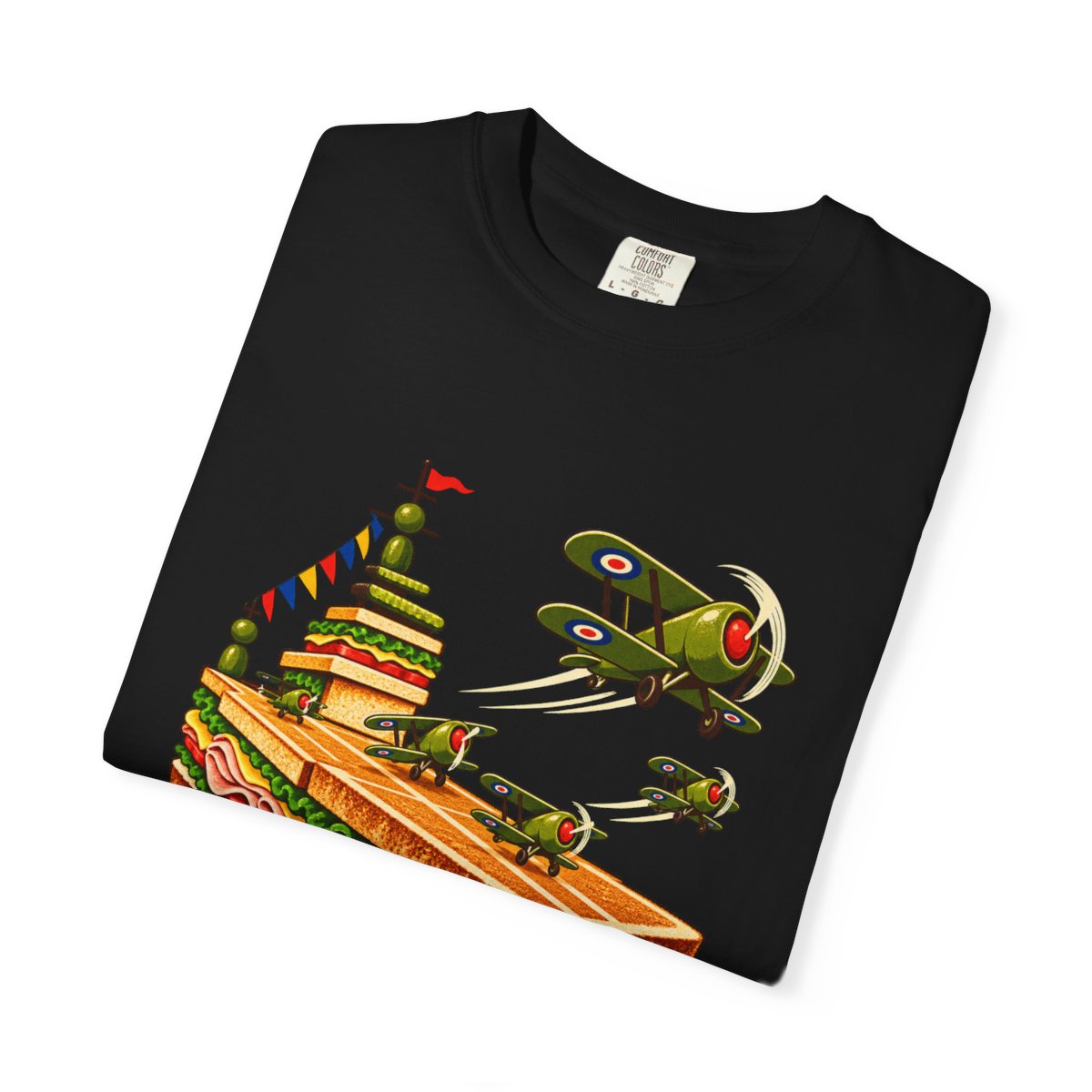Sandwich Carrier Tee folded front print detail