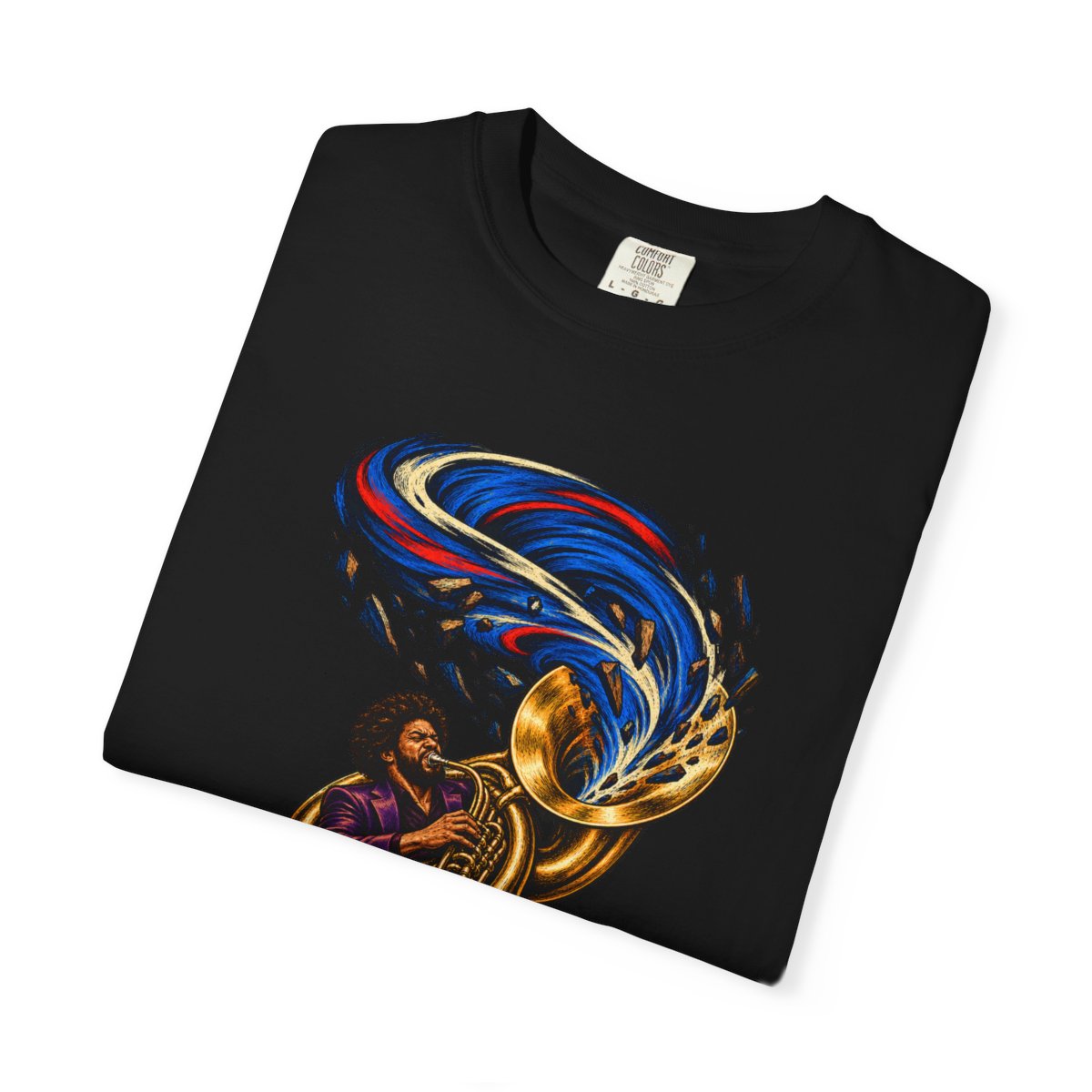 Tuba Cyclone Tee folded front print detail