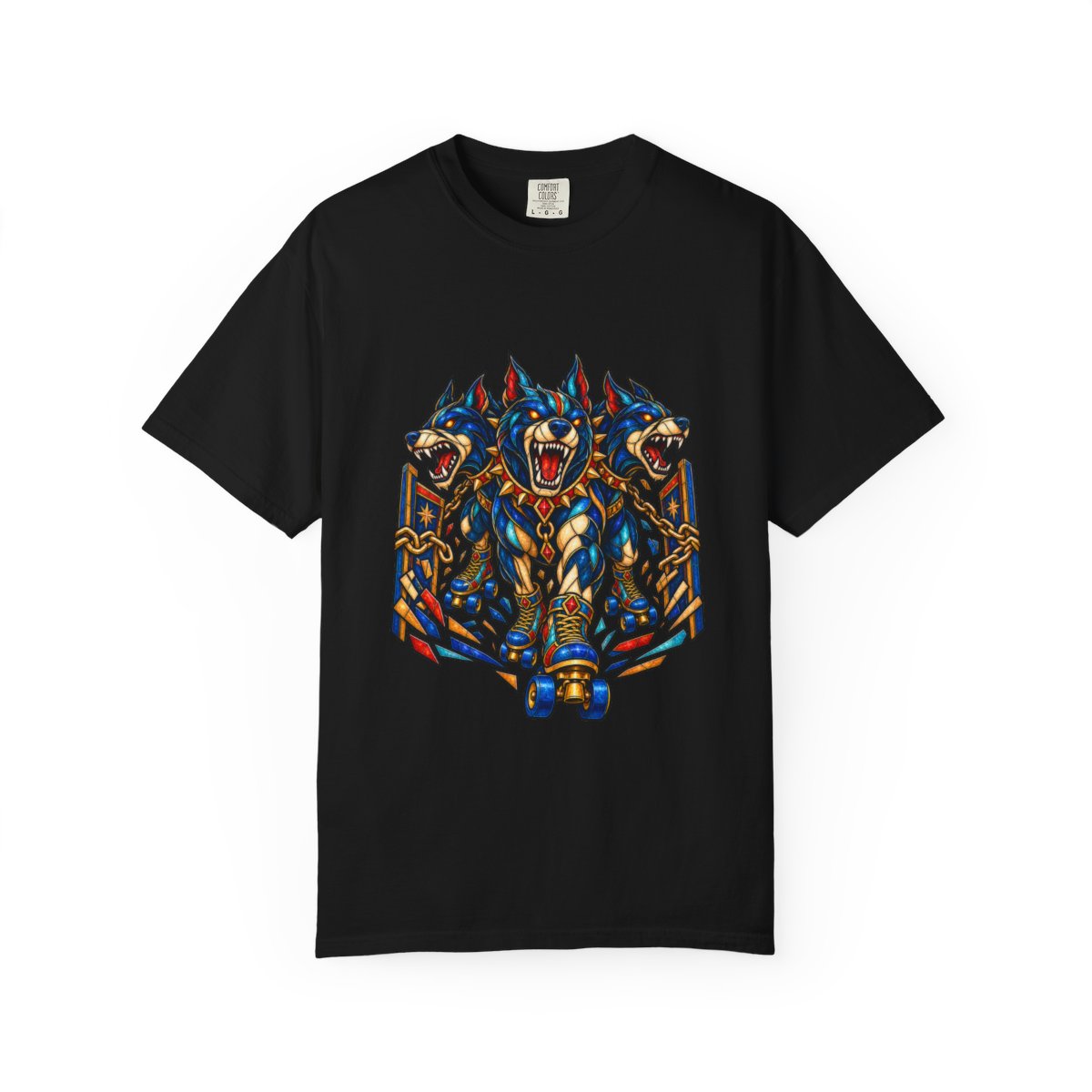 Hellhound Breakout Tee large front print on a Black Comfort Colors 1717 tee