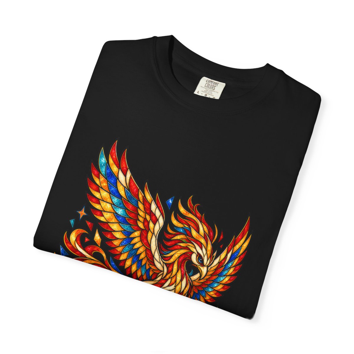 Phoenix Rising Tee folded front print detail