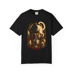 Black Draught Tee large front print on a Black Comfort Colors 1717 tee