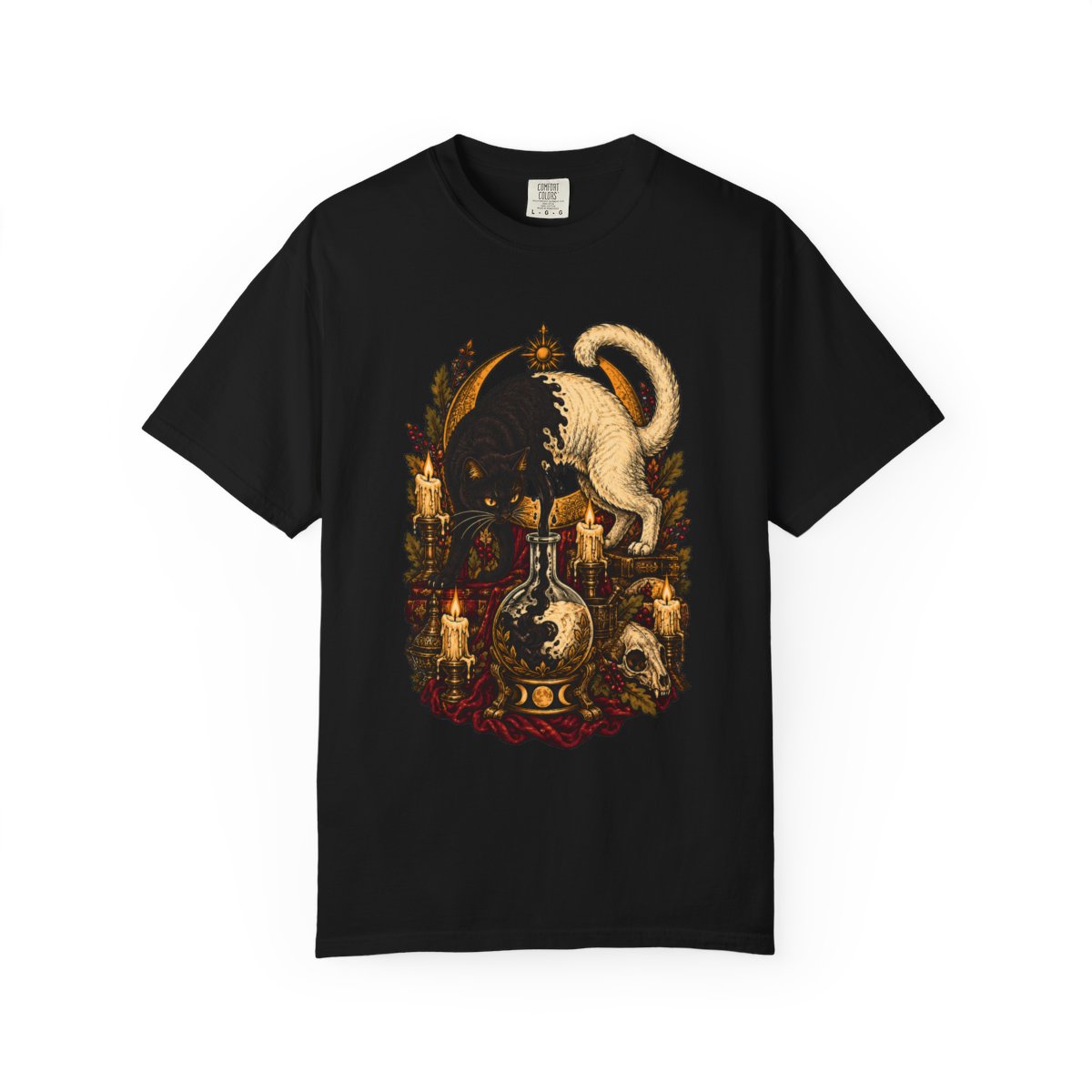 Black Draught Tee large front print on a Black Comfort Colors 1717 tee