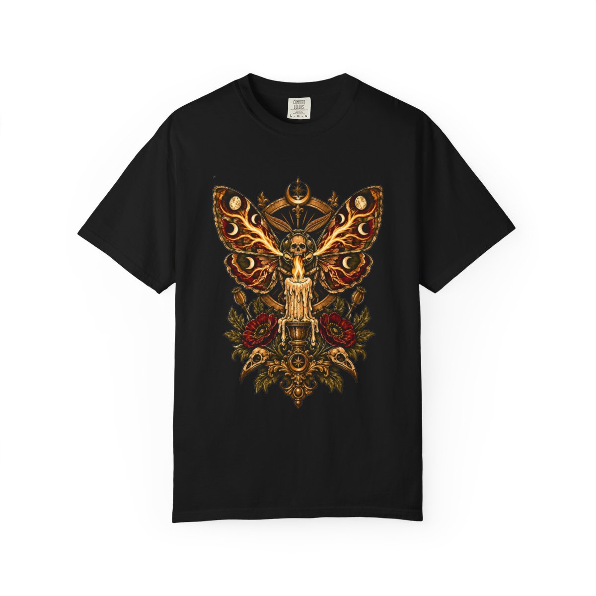 Candle Eater Tee large front print on a Black Comfort Colors 1717 tee