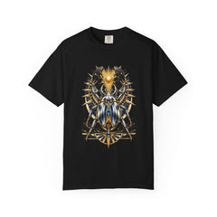 Daybreak Scarab Tee large front print on a Black Comfort Colors 1717 tee
