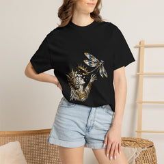 Halo Thief Tee worn Printify context view on a Black Comfort Colors 1717 tee