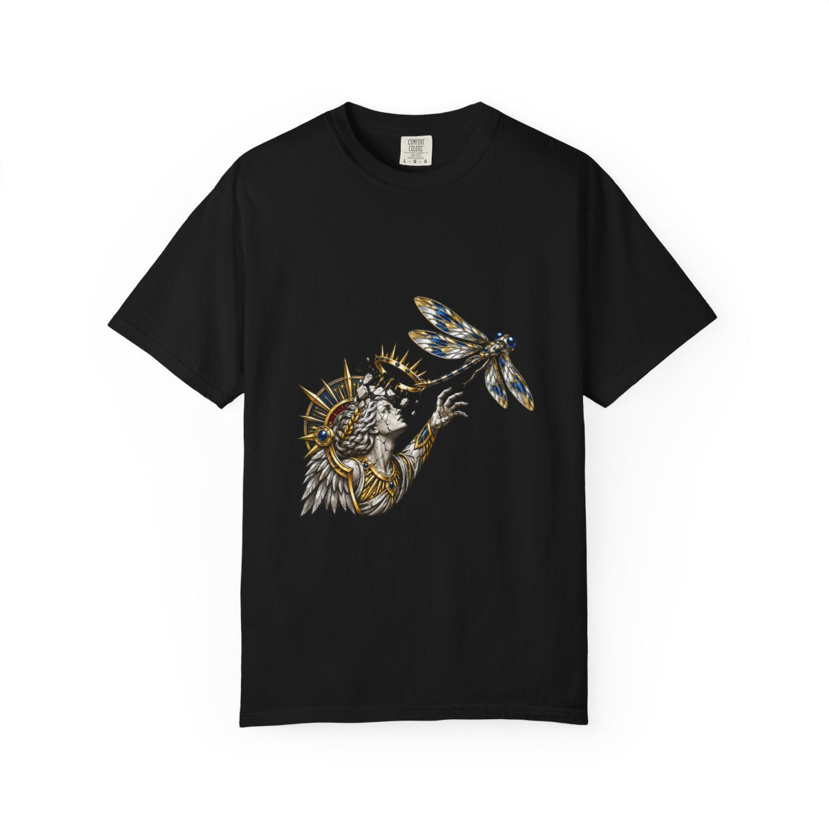 Halo Thief Tee large front print on a Black Comfort Colors 1717 tee
