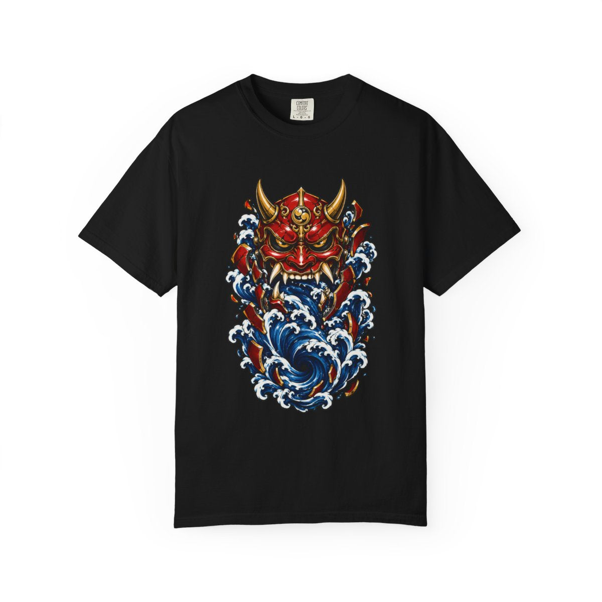 Oni Undertow Tee large front print on a Black Comfort Colors 1717 tee