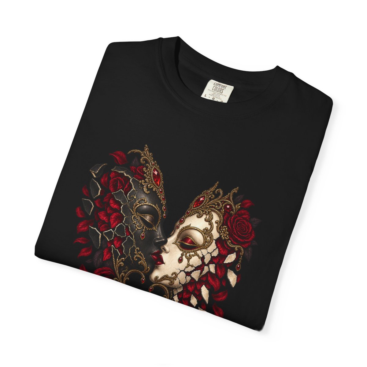 Final Masque Tee folded front print detail