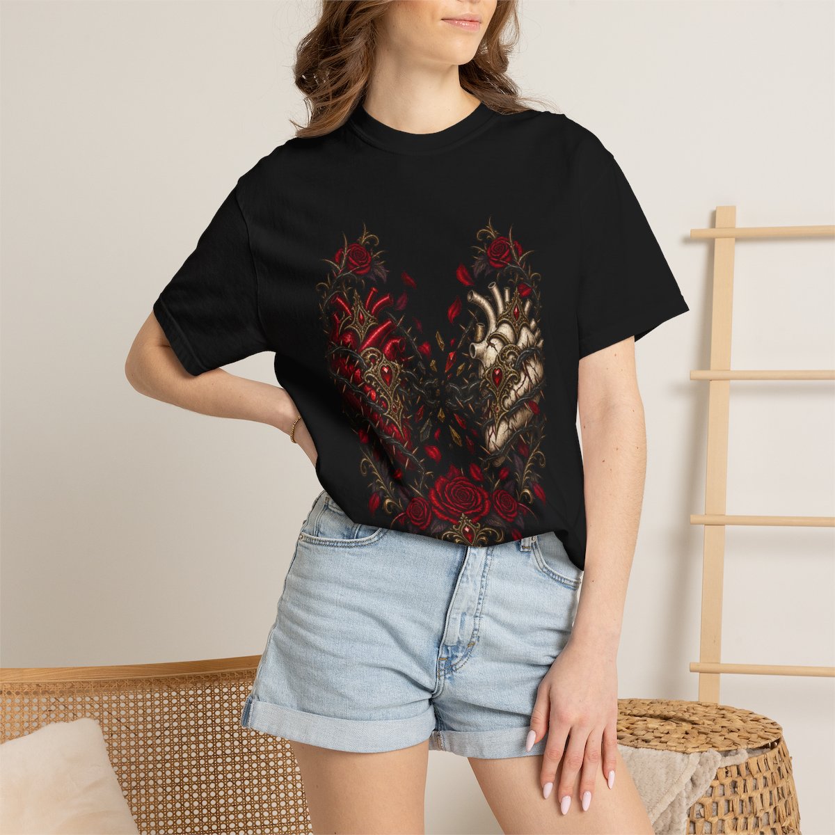 Thornbound Tee worn Printify context view on a Black Comfort Colors 1717 tee