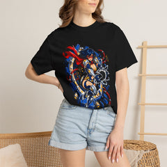 Gravity Thief Tee worn Printify context view on a Black Comfort Colors 1717 tee