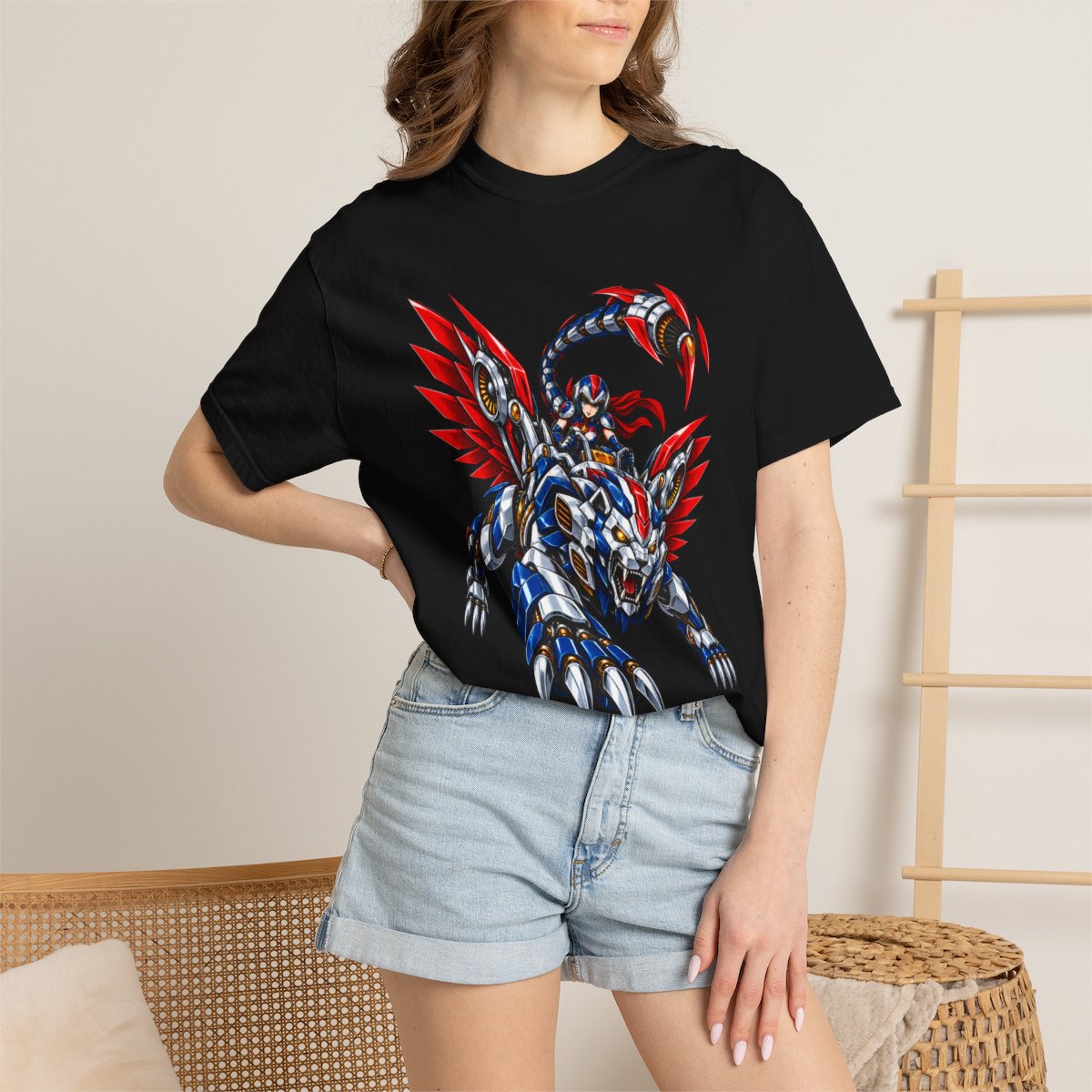 Manticore Drive Tee worn Printify context view on a Black Comfort Colors 1717 tee