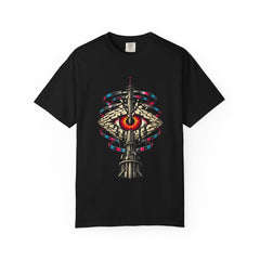 Channel Zero Tee large front print on a Black Comfort Colors 1717 tee