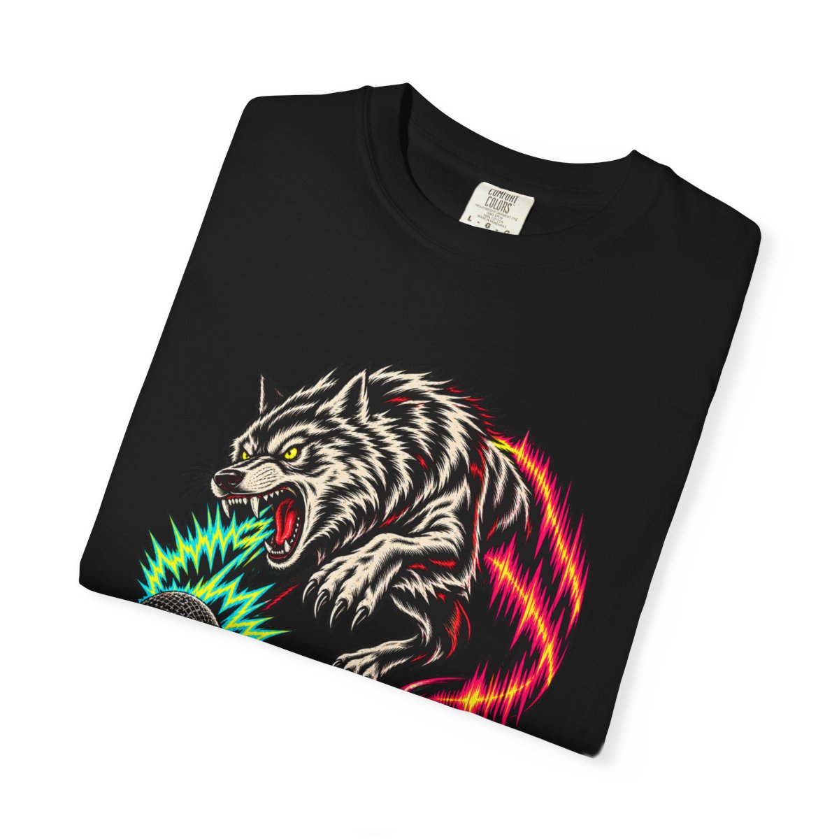 Feedback Wolf Tee folded front print detail