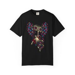 Rewind Angel Tee large front print on a Black Comfort Colors 1717 tee