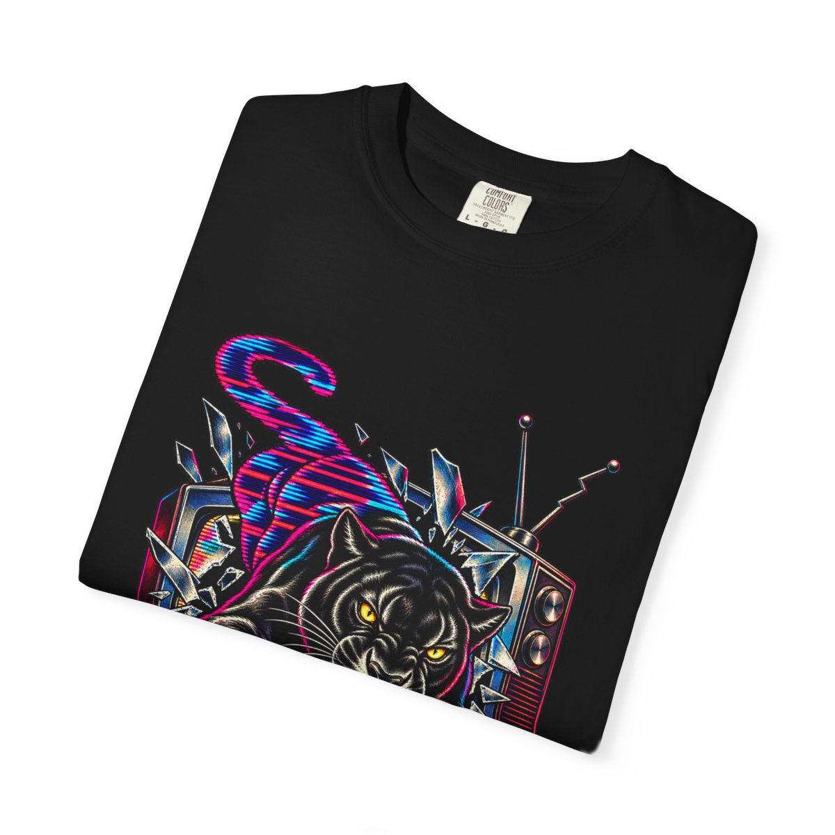 Static Panther Tee folded front print detail
