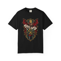 Cardsharp Bat Tee large front print on a Black Comfort Colors 1717 tee